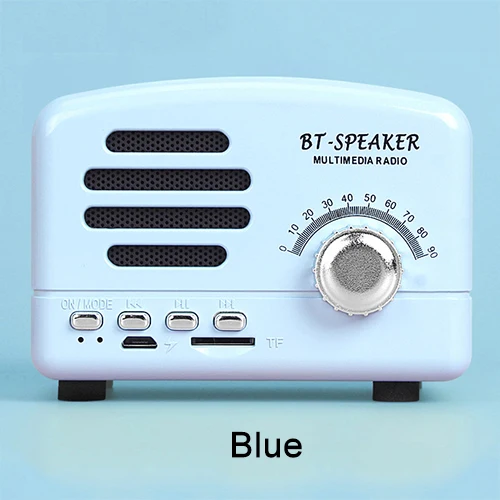 Blue Ретро Bluetooth динамик FM радио беспроводной портативный мини супер бас Музыка громкий динамик s 2 канала для компьютера телефон Поддержка TF - Цвет: Blue