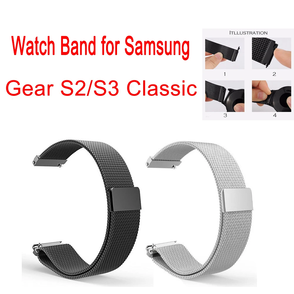 Ремешок для часов Samsung Gear S2/S3 классические Смарт часы 20 мм 22 размер нержавеющая