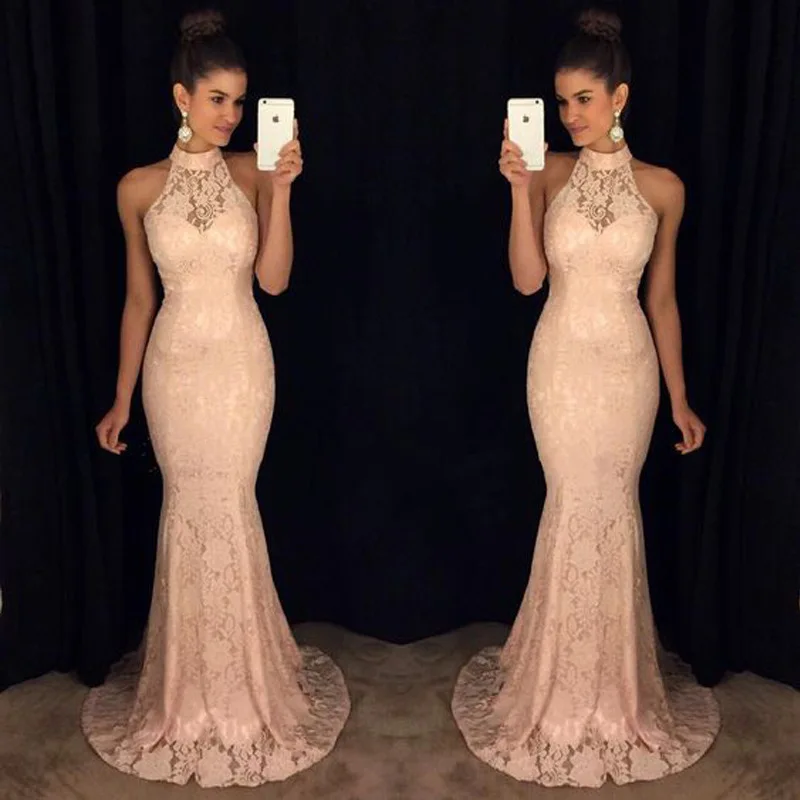 Длинные платья Вечернее Бальное Платье длинное серебряное кружево без рукавов