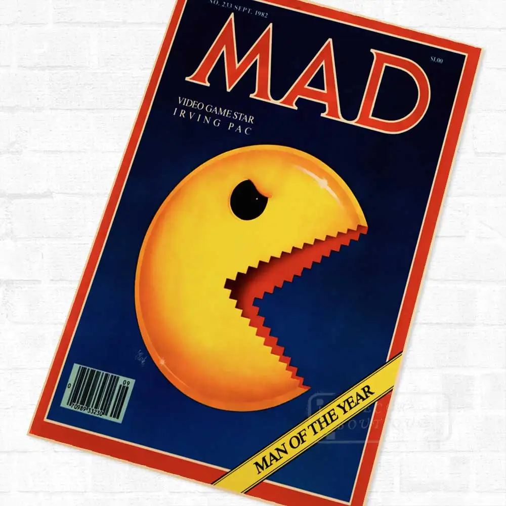 Pacman Дизайн Эскиз винтажные видеоигры Агитационный плакат ретро холст DIY наклейки на стену искусство домашний бар Плакаты Декор подарок - Цвет: Серебристый
