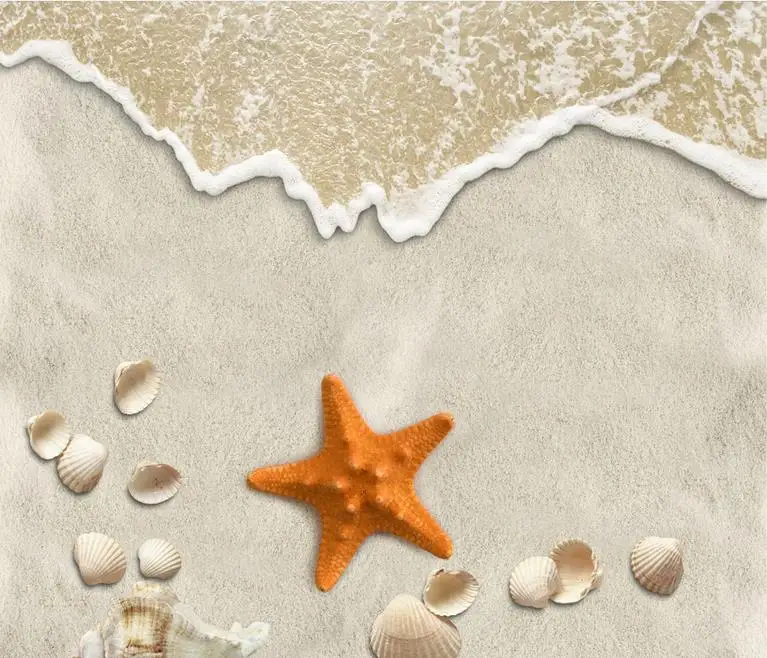 3d полы на заказ фото обои Пляж Морская звезда виниловый пол гостиная напольная