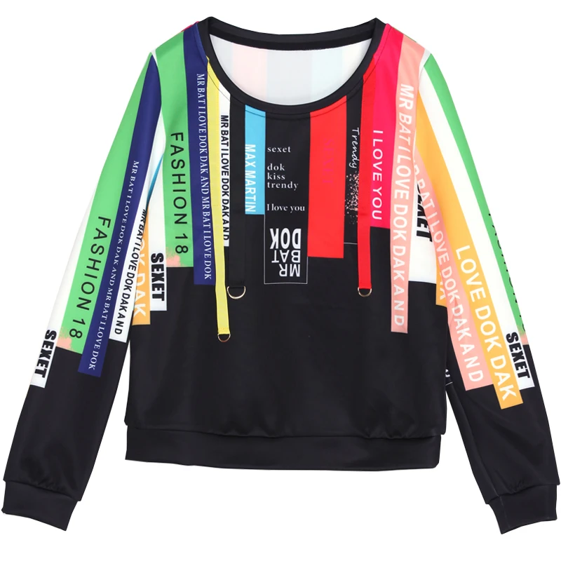 Весенне летние женские свитшоты Trytree уличная одежда Разноцветные полосатые