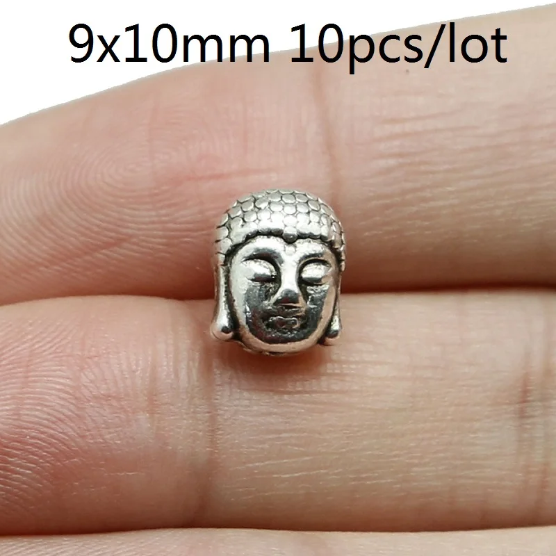 Buddha Sliver 10 шт. металлические бусины-шармы тибетский Будда Леопард голова льва бусины для изготовления ювелирных изделий DIY браслет ручной работы аксессуары - Цвет: Buddha Sliver