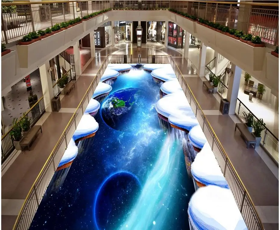 Современный напольный рисунок звезда неба 3d Рисунок фотообои из ПВХ