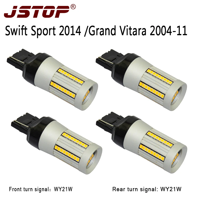 

JSTOP 4pcs/set 12-24V led Turn Signal car lamp W21W T20 7440 Canbus 100%No error WY21W yellow Auto Front Rear Turn Signal Lights