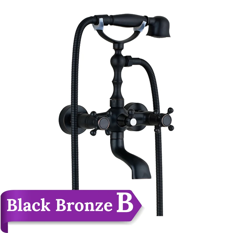 Black Bronze A Ванная комната Ванна смеситель кран на 360 градусов вращающийся Ванна смеситель для ванны с изливом Латунь ручной душ кран черный Ванна смеситель для душа - Цвет: Black Bronze A