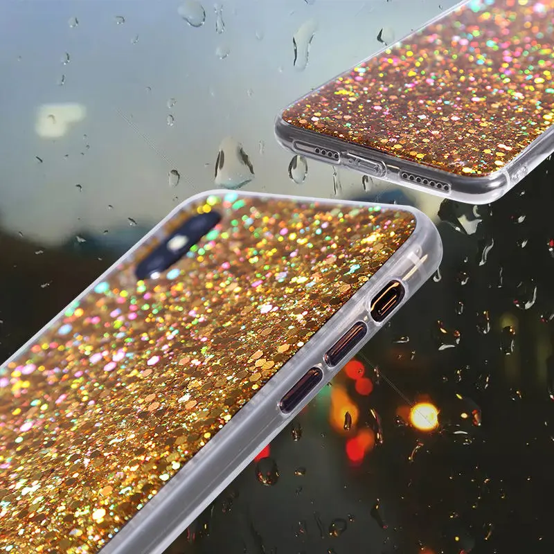 Блестящий прозрачный силиконовый чехол с блестками для iPhone 6 s 7 8 XS MAX XR X 10 5 5SE 6Plus