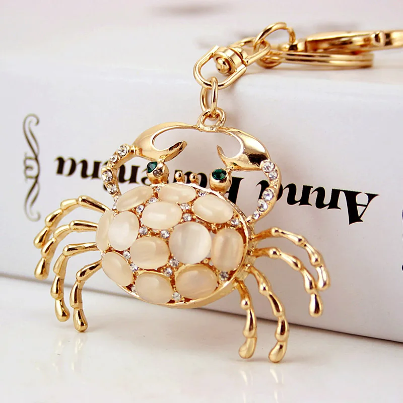 

Chaveiro!Creative Rhinestone Car Keychain Charm women Bag accessory Fashion kawaii crab Crystal Keyring Friends gift