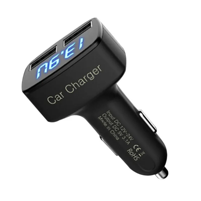 Автомобильное зарядное устройство 4 в 1 с двумя USB портами и светодиодный ным