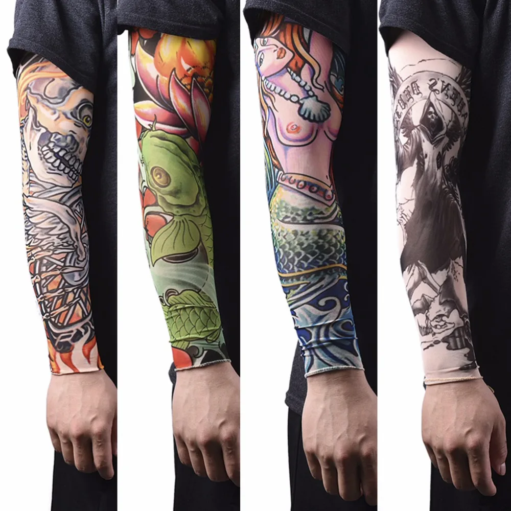 

1 шт. нейлоновые тату для рук, чулки, гетры для рук, эластичные накладные Временные татуировки, рукава для мужчин, женщин, мужчин, новое поступ...