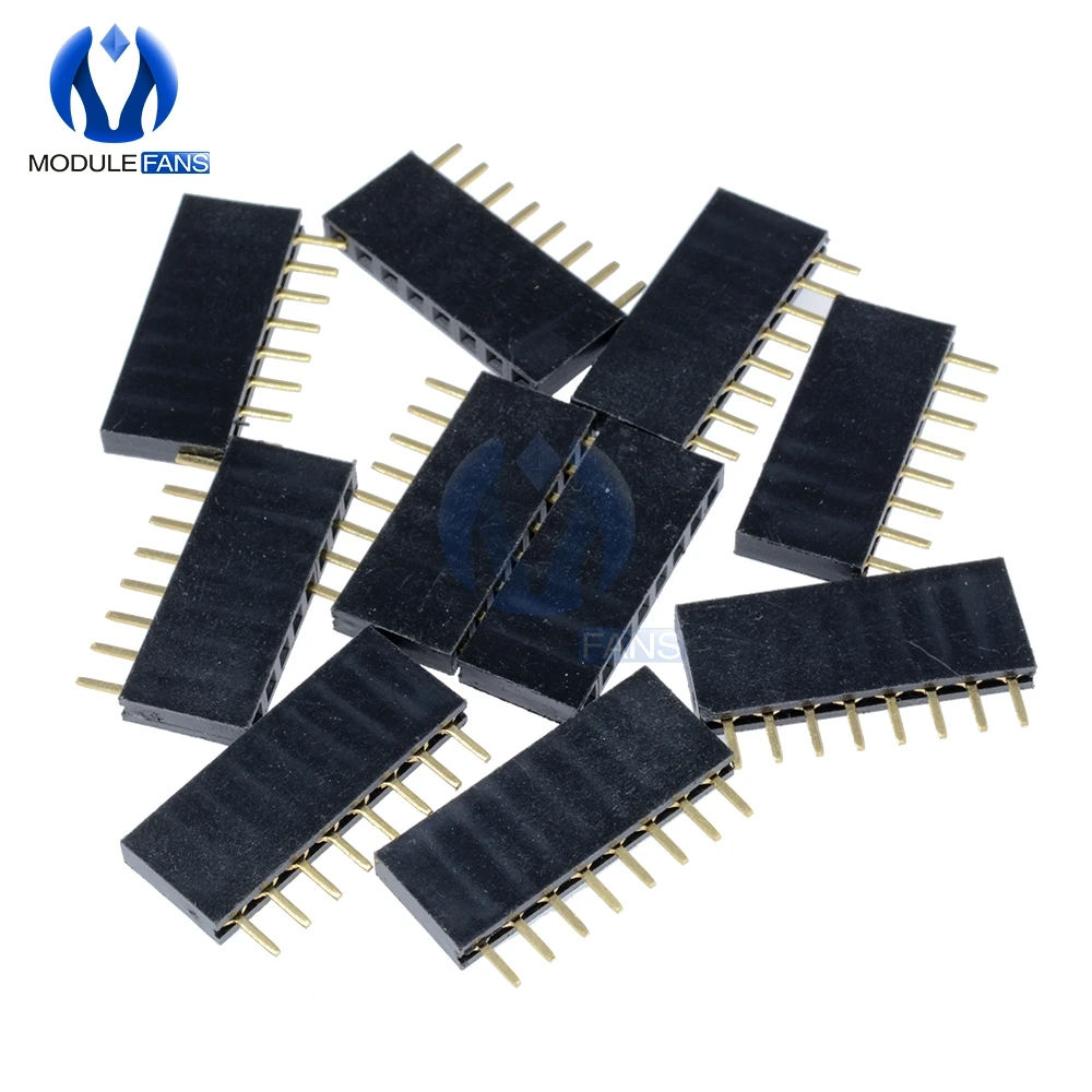 100 шт. 1x8 однорядных 8 контактов гнездо PCB Женский Заголовок 2 54 мм 8Pin 3 Длина штифта