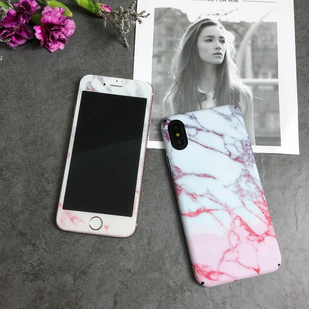 Легкие красивые модные Винтаж Мрамор рисунком Футляр для IPhone х чехол empered Стекло