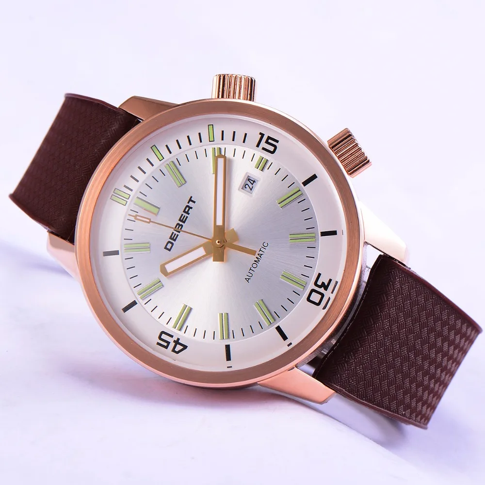 44 5 мм белые часы с циферблатом reloj hombre 2018 роскошные Брендовые мужские резиновыми
