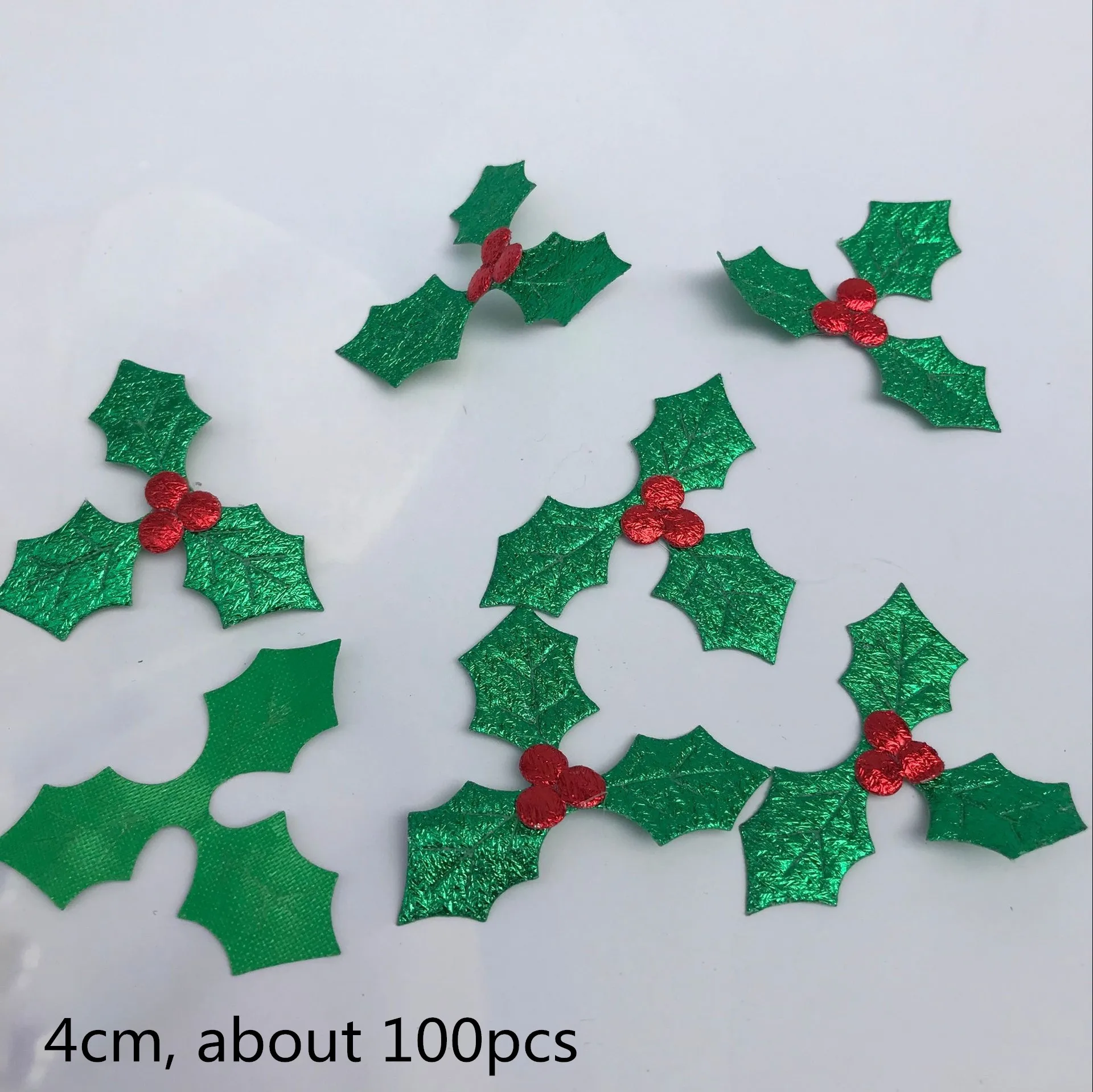 4cm 100 шт., искусственные листья, ягоды Холли, рождественская елка, украшения, кулон, сделай сам, ручная работа, рождественские поделки, подарочные аксессуары - Цвет: 4cm