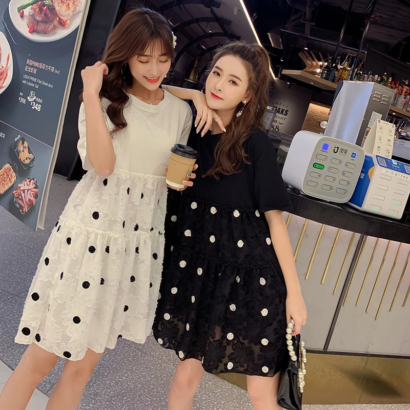 2019 New Arrive Maternity Dress Woman Summer Cute Dot Large Size Dresses Pregnant Clothing MD-01070 | Мать и ребенок