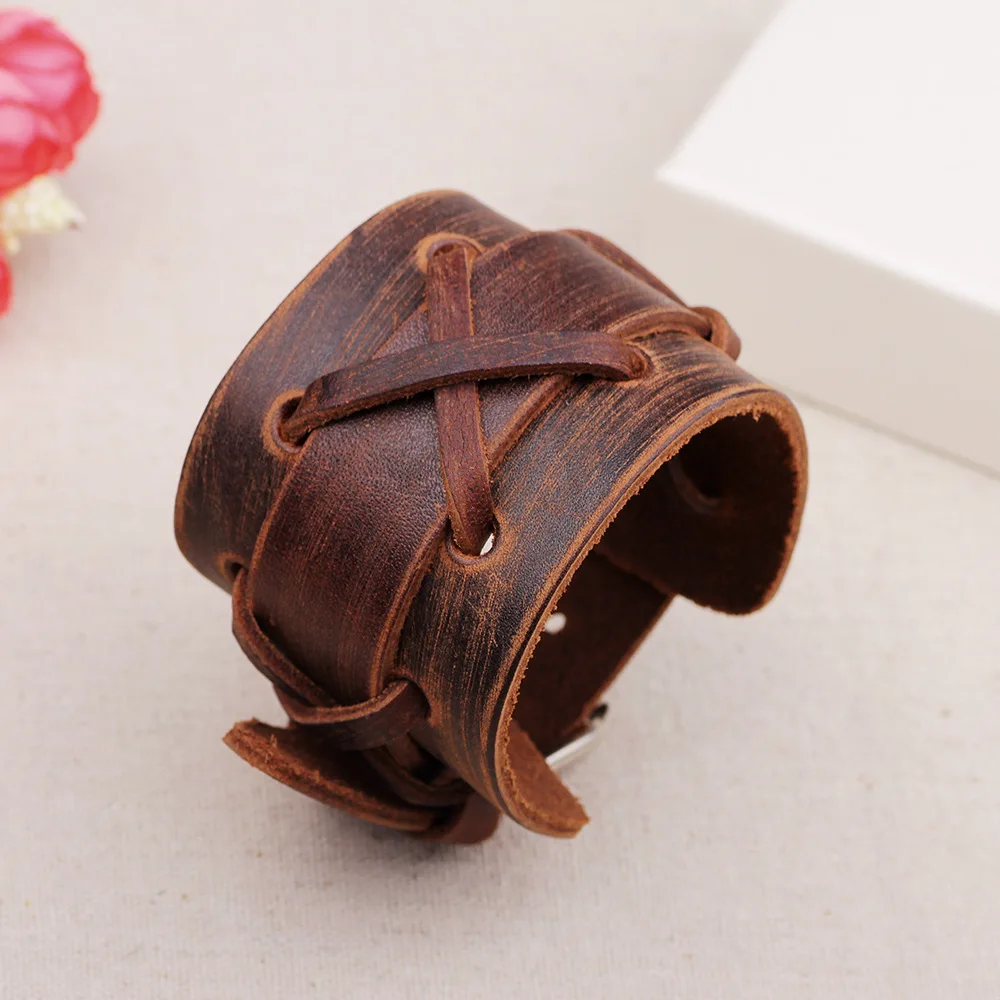 Мужской кожаный браслет SIZZZ в стиле панк длиной 28 см|handmade bracelet|bracelet handmadebracelet bracelet |