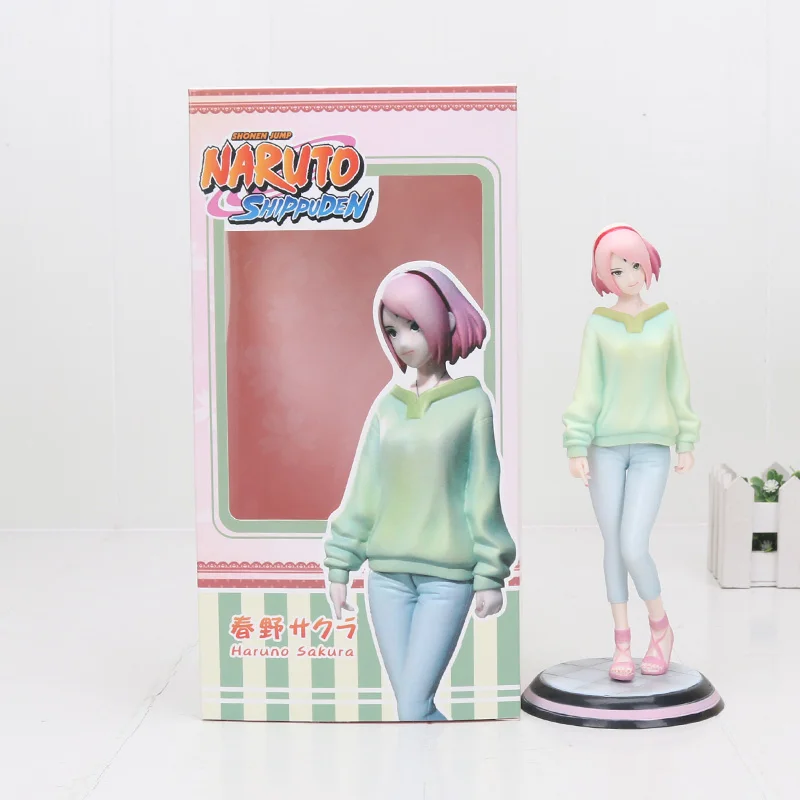 Green Clothes box Naruto Gals рисунок Tsunade Sakura Haruno Hyuuga Hinata ПВХ Фигурки Коллекция Рождественская игрушка подарок 19-20 см - Цвет: Green Clothes box