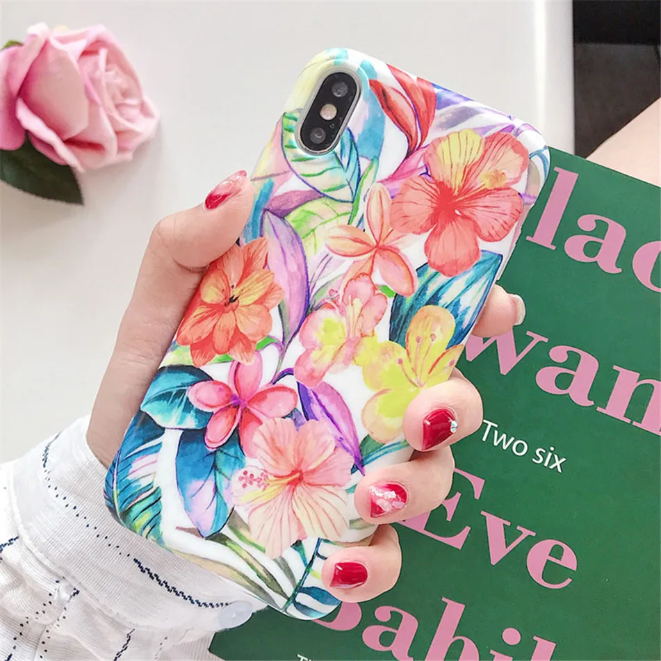 USLION цветок мягкий чехол для телефона для iPhone 11 Pro Max 8 6 7 Plus роза цветочные листья чехол для iPhone X XS Max XR ТПУ силиконовый чехол