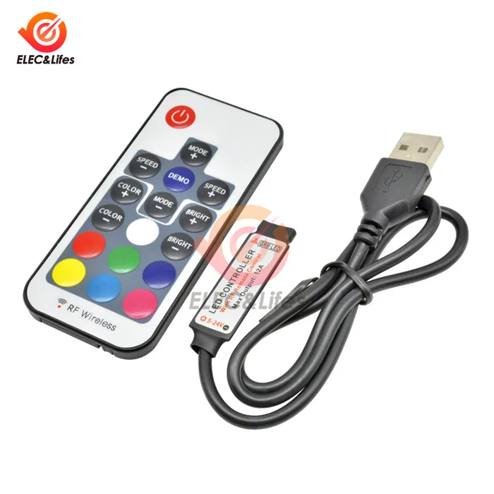 RF LED controller 5 в USB ИК инфракрасный и RF беспроводной пульт дистанционного управления Лер диммер 17 ключ 24 ключ для дистанционного управления светодиодный светильник - Цвет: RF LED controller
