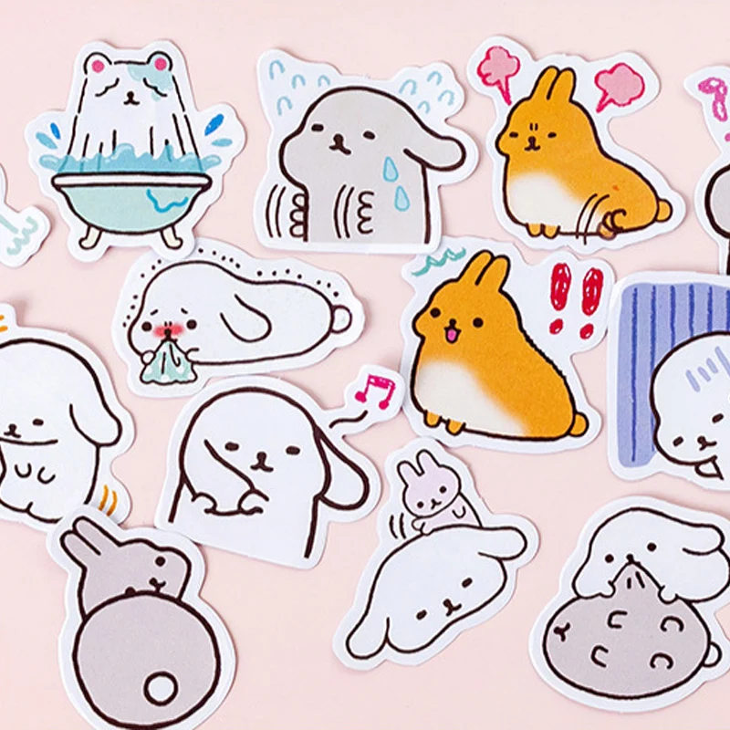 45 шт./кор. милые Мультяшные длинные уши животные мини украшение бумажная наклейка