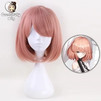 35cm short pink wig cosplay costume ponytail synthetic hair wigs for women high temperature fiber