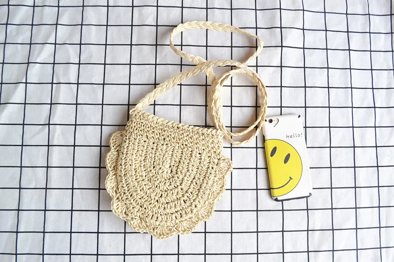 15x18CM 2018 New Semi-circle Flower Crochet Paper Rope Girl Straw Bag Summer Vacation Travel a5292 | Багаж и сумки