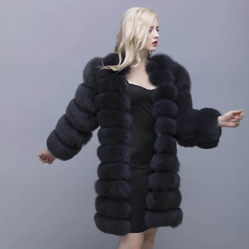 QIUSIDUN Genuine Pure Natural Long Sleeved Round Fox Fur Coat Winter Long Detachable Fashion  Coat Women's Clothing Large size