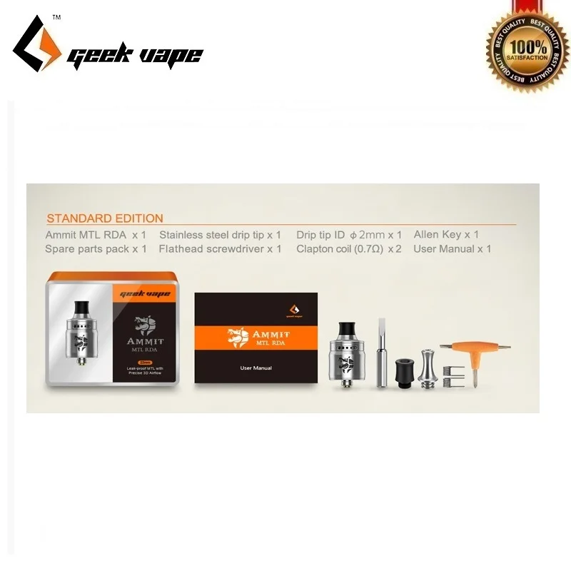 Оригинальный Geekvape аммит MTL RDA Vape танк 12 регулировки воздушного потока двойной