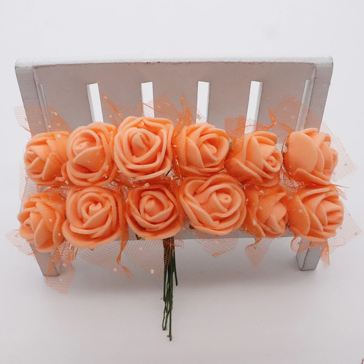 orange 12 шт./лот, искусственный кружевной цветок из пенопласта для свадьбы, украшения для самодельного изготовления, венок, Подарочный декор, искусственный цветок, скрапбукинг - Цвет: orange