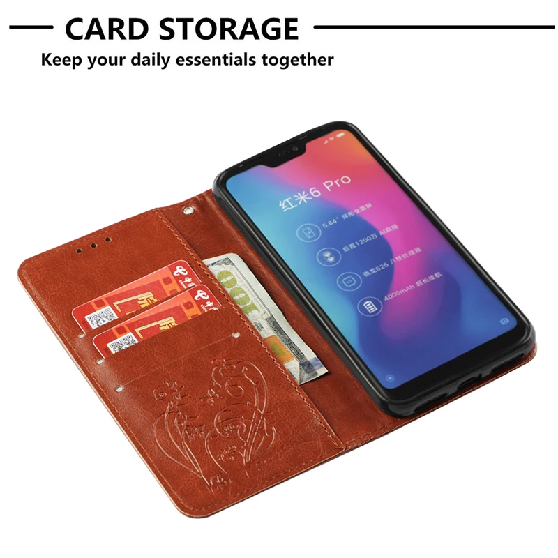 Модный кожаный чехол-книжка с бабочкой для Xiaomi Redmi 6 Pro 6A 6 Note 5A Prime 5 Pro Note 4 глобальная версия 4X Pro 4A чехол