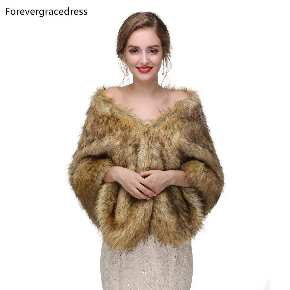 Forevergracedress элегантные мягкие осенне-зимние свадебные обертывания из искусственного меха, куртки-болеро Свадебные пальто шали шарфы PJ417