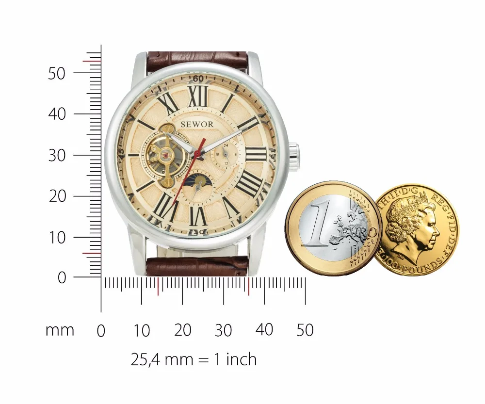 SEWOR люксовый бренд для мужчин s Топ Мода Высокое качество кожаный ремешок Tourbillion автоматические часы для мужчин спортивные часы relogio masculino