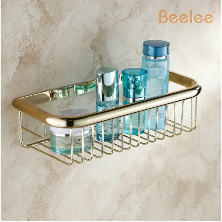 Настенная Золотая корзина для ванной Beelee BA9410G аксессуары комнаты латунная душа