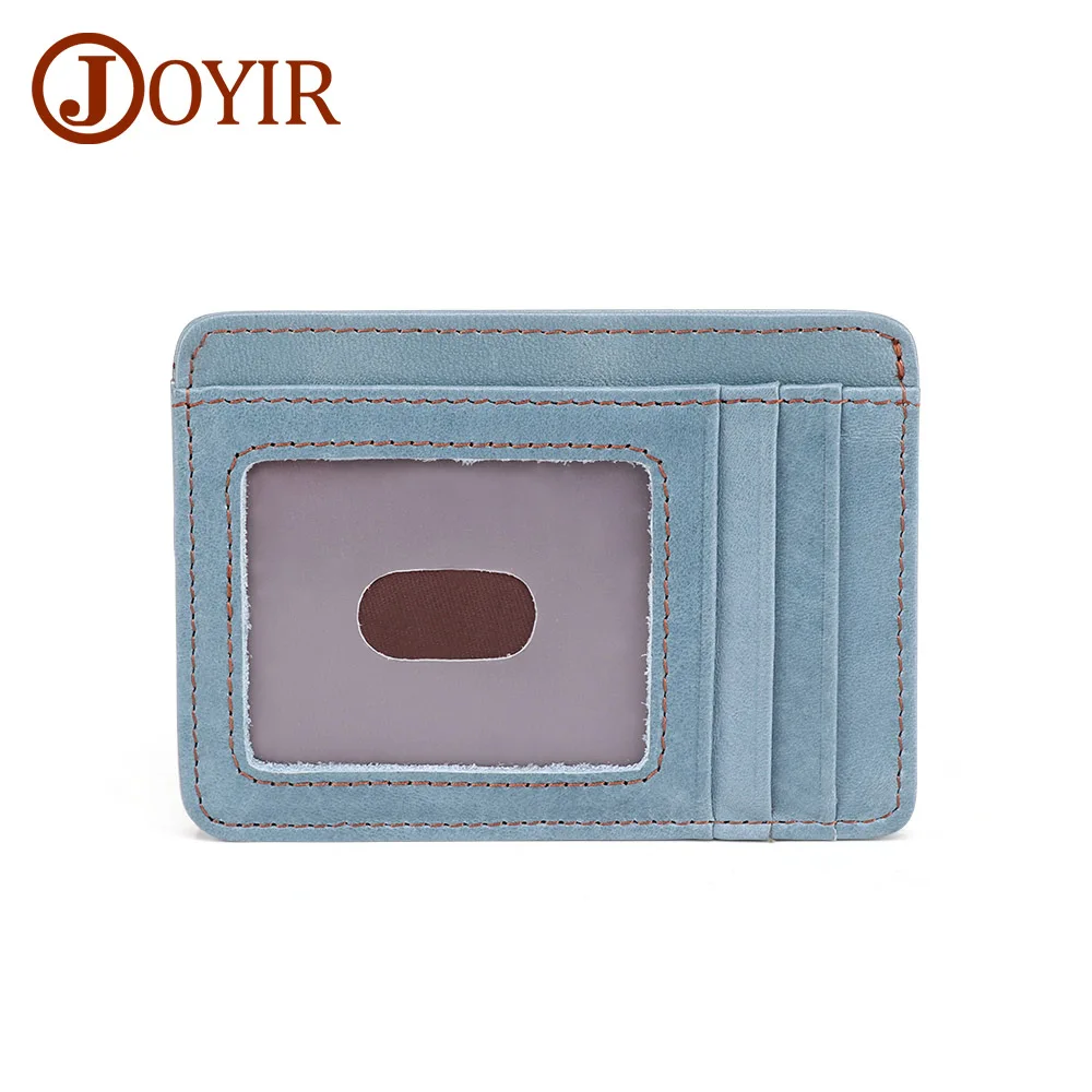 Joyir из натуральной кожи ID держатель для карт унисекс Тонкий RFID кошелек Кредитная карта ID держатель для карт для хранения денег кошелек чехол для Для мужчин Для женщин модная сумка - Color: Light Blue