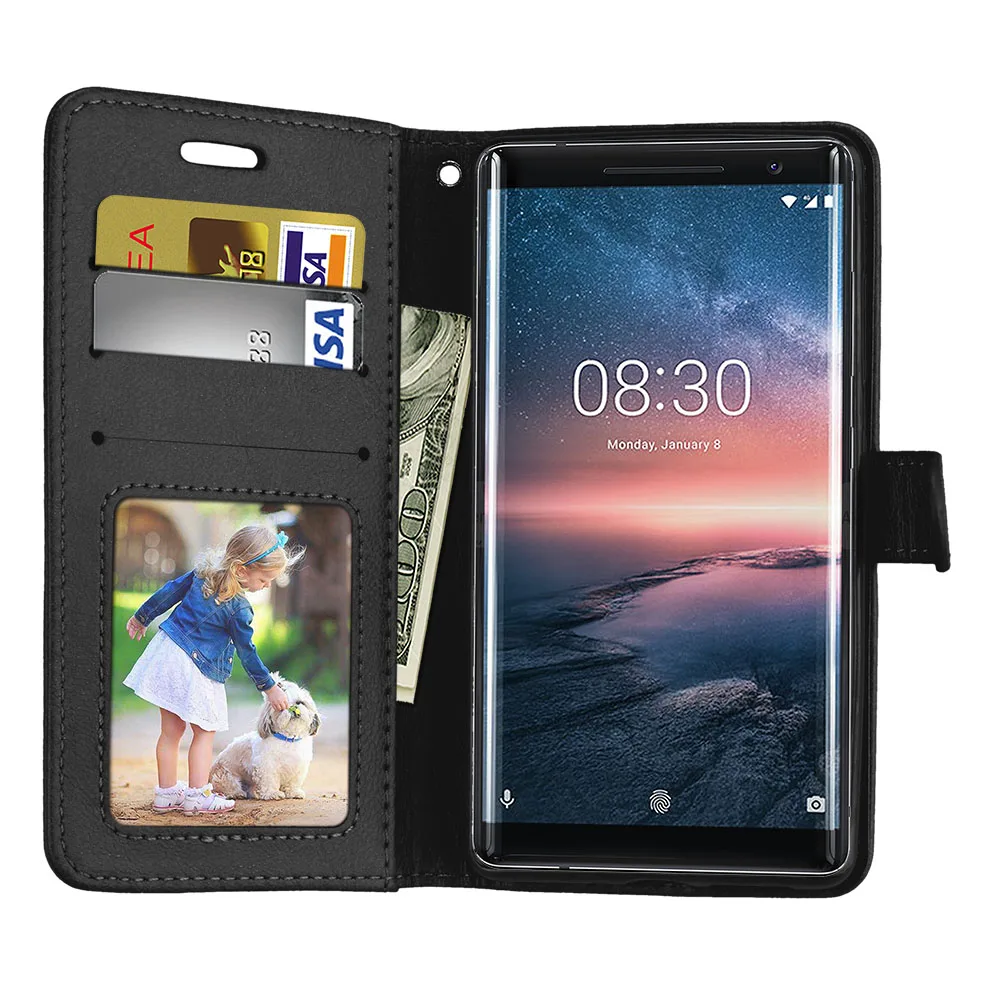 Чехол-бумажник для Nokia 8 Sirocco флип-чехол с подставкой и 3 отделениями карт чехлы из