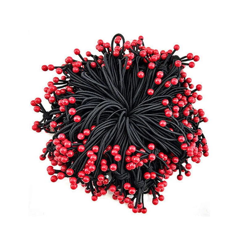 

100 Pcs/Lot Size 3CM Beads Three Layers Girl Ponytail Holder Accessories Thin Elastic Rubber Band For Hair Ties