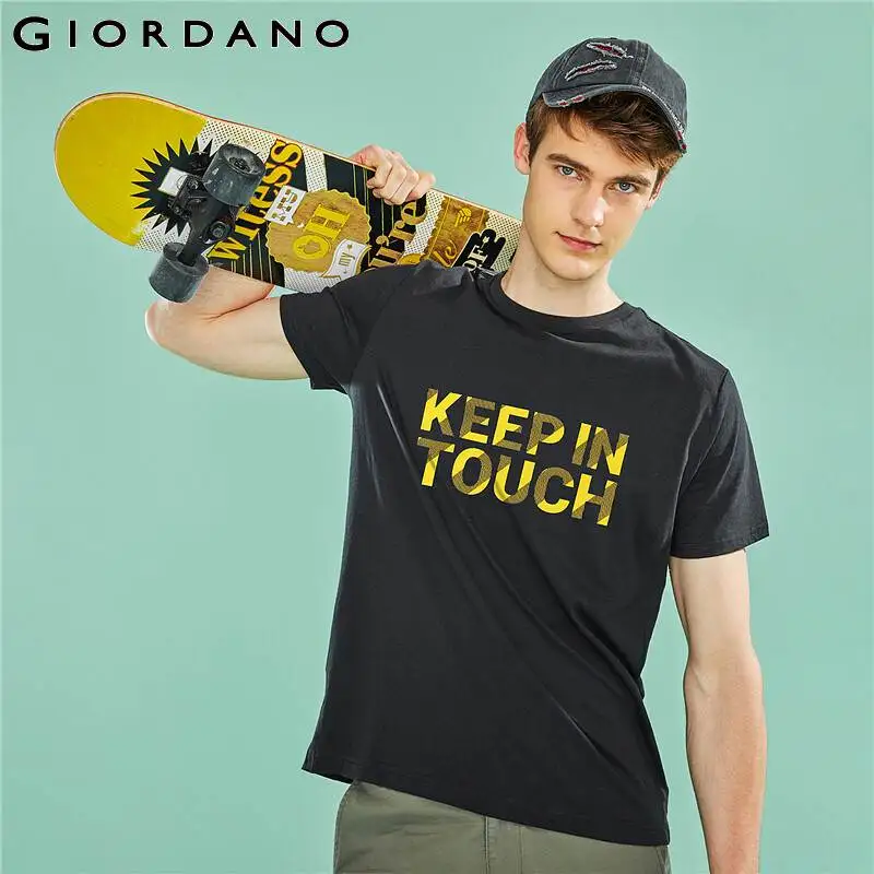 Мужская футболка с надписью Giordano 100% хлопок коротким рукавом новая брендовая