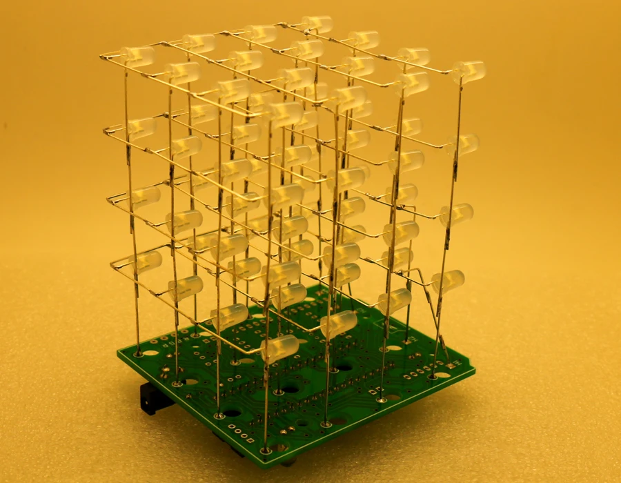 Светодиодный DIY Набор 3d 4 многоцветный светильник cubeeds электронный DIY Набор 4X4X4