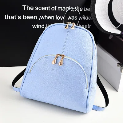 light blue Beibaobao, женский рюкзак, кожаные рюкзаки, мягкий рюкзак, сумки, брендовая сумка, сумка в консервативном стиле, повседневные рюкзаки, сумки для подростков - Цвет: light blue
