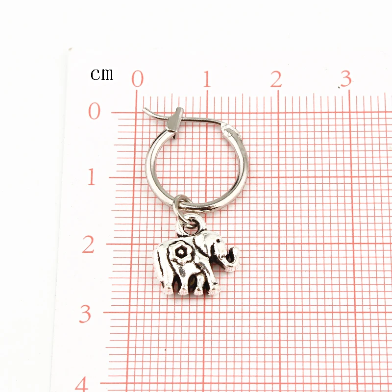 1pair European Retro Small Elephant Pendant Hoop Earrings Women Antique Color Circle Earring Funny Jewelry E555 | Украшения и