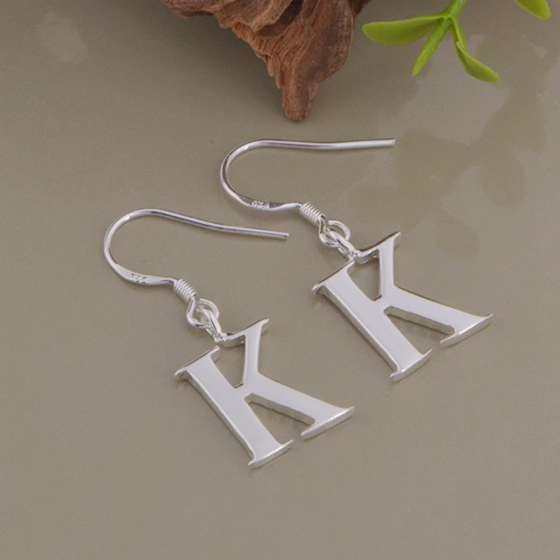 Модные посеребренные серьги с буквами K для женщин модные ювелирные изделия