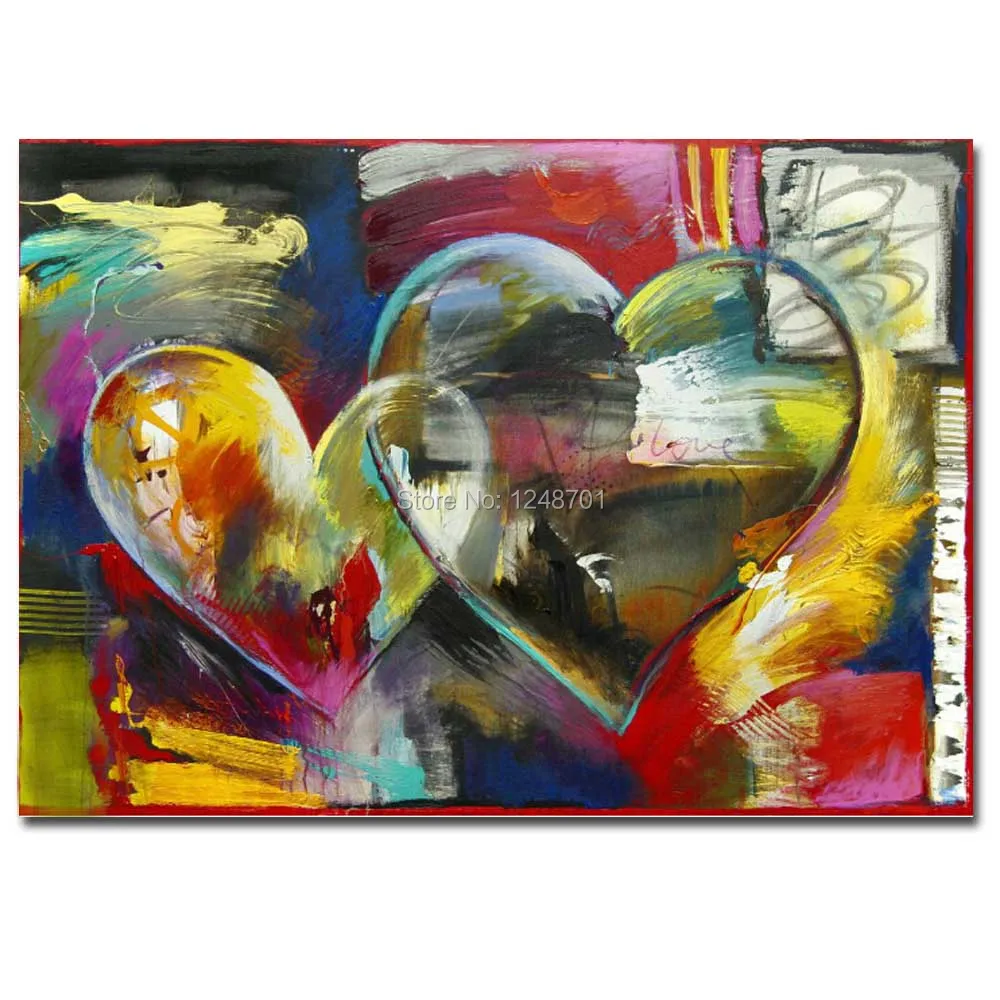 Большой размер Ручная роспись абстрактное искусство сердце острый картина
