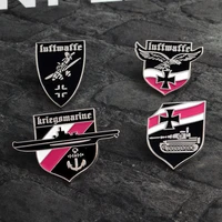 4pcsset enamel pin pink white line tank eagle air force german powerful emblem red white black brooch badge culture lovers gift