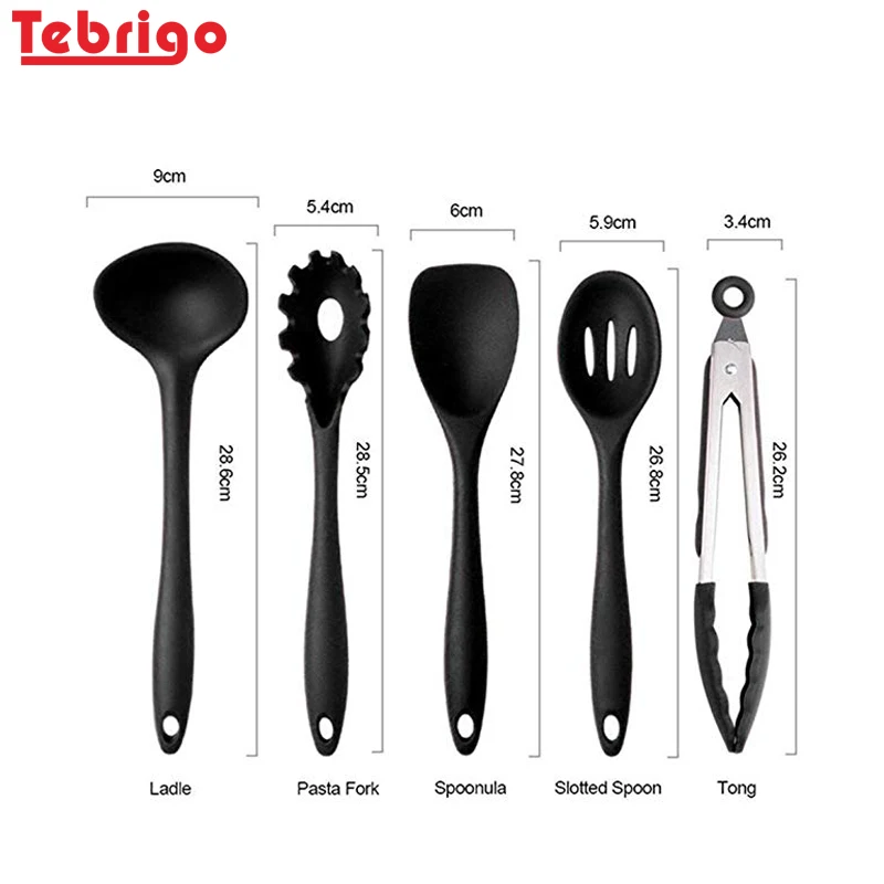 Tebrigo 10 шт./компл. силиконовые кухонные принадлежности набор антипригарных щипцы