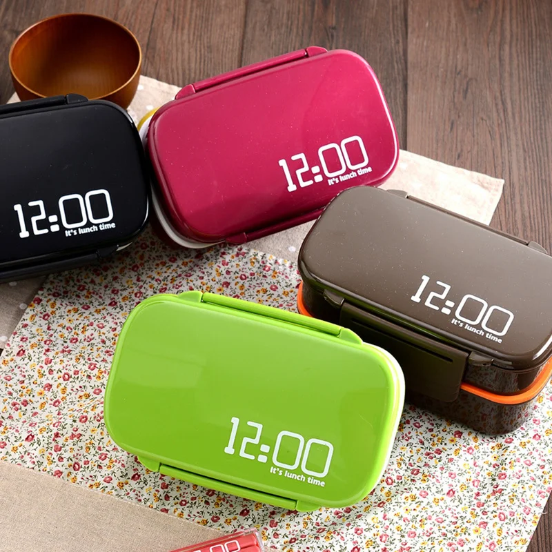 BPA Free 12:00 микроволновая печь Бенто бокс большой емкости двухслойный пластиковый