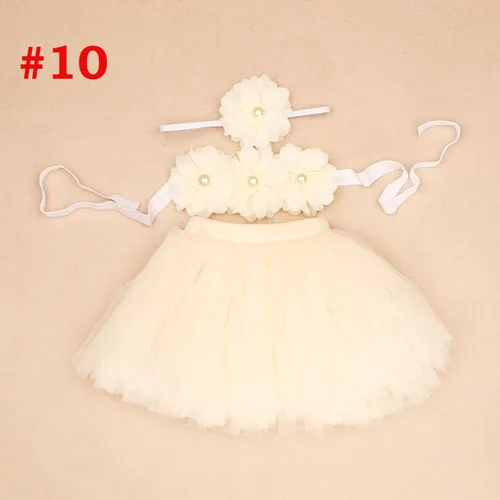 color 10 Комплект из 3 предметов с юбкой-пачкой для новорожденных, реквизит для фотосессии, юбка-пачка с головной повязкой и топом-пачкой, милый модный бантик-пачка, реквизит для фотосессии TS066 - Цвет: color 10