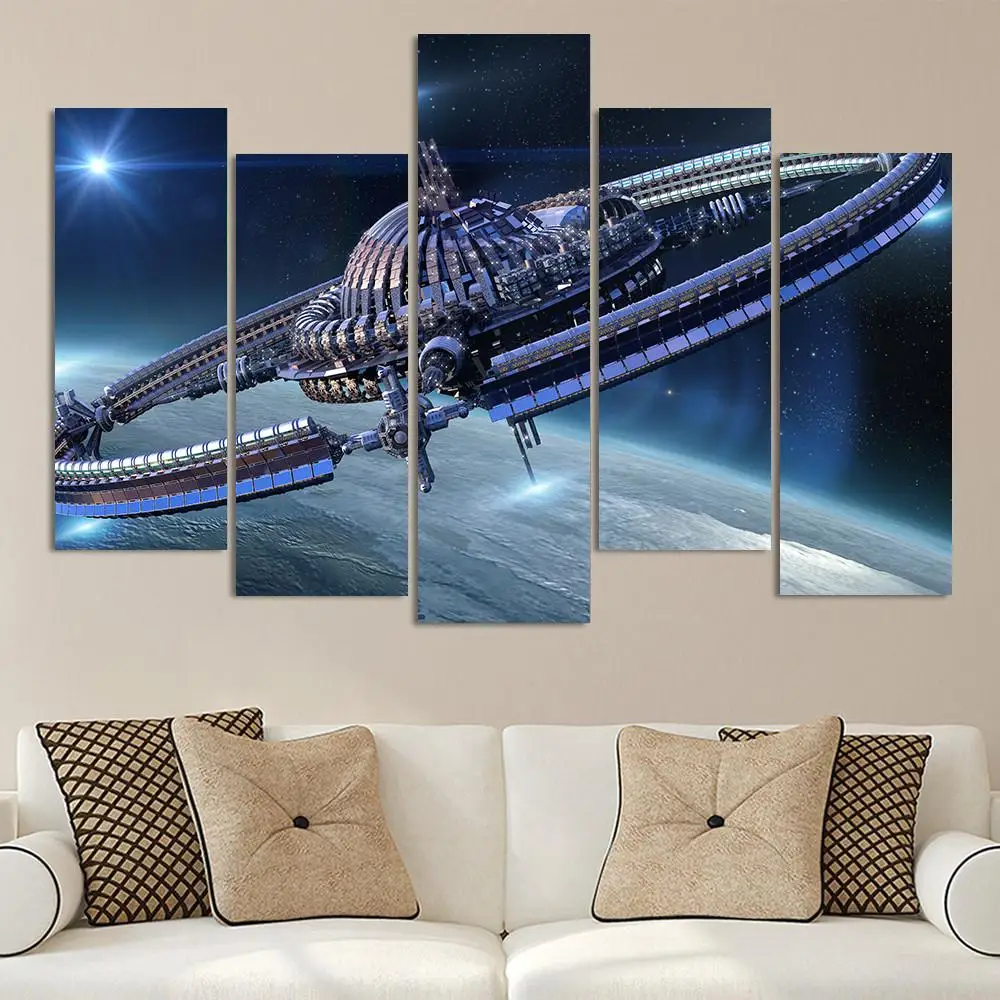 5 шт. Холст Искусство космический корабль с купольным сердечником и