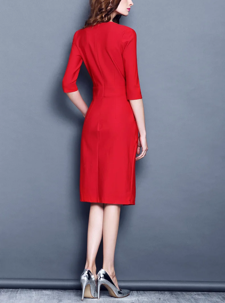 AYUNSUE Robe Femme осеннее платье плюс размер черное платье Элегантная женская одежда Мода v-образный вырез тонкий Vetement Femme KJ099