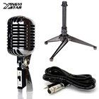 Профессиональный динамический винтажный микрофон со стойкой и разъемом 3,5 мм для караоке, ретро микрофон для 55SH серии II, студийной записи, петь, диджеев