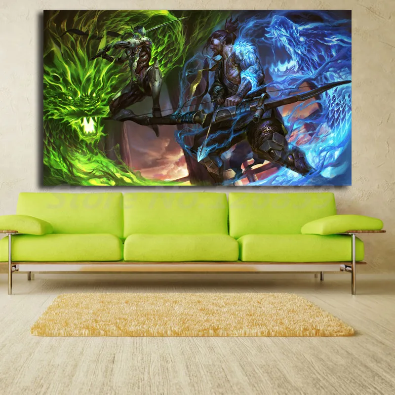 Художественные обои Genji VS Hanzo Dragon Картина на холсте печать для гостиной домашний